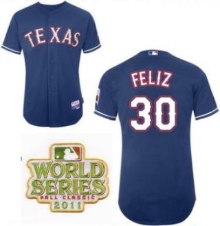 Texas Rangers 30 Neftali Feliz Blue 2011 World Series Fall Classic MLB Jerseys