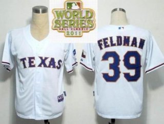 Texas Rangers 39 Scott Feldman White 2011 World Series Fall Classic MLB Jerseys