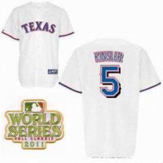 Texas Rangers 5 Ian Kinsler White 2011 World Series Fall Classic MLB Jerseys