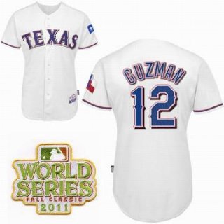 Texas Rangers 12 Cristian Guzman White 2011 World Series Fall Classic MLB Jerseys