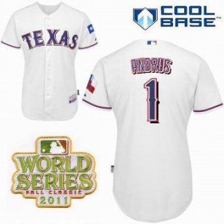 Texas Rangers 1 Elvis Andrus White 2011 World Series Fall Classic MLB Jerseys