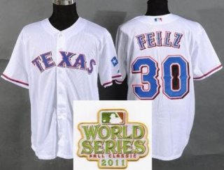 Texas Rangers 30 Neftali Feliz White 2011 World Series Fall Classic MLB Jerseys