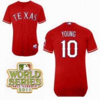 Texas Rangers 10 Michael Young Red 2011 World Series Fall Classic MLB Jerseys