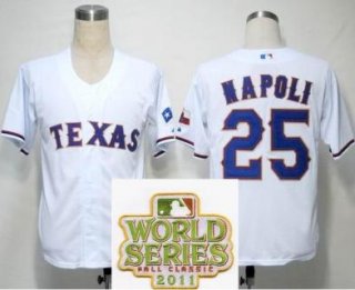 Texas Rangers 25 Mike Napoli White 2011 World Series Fall Classic MLB Jerseys