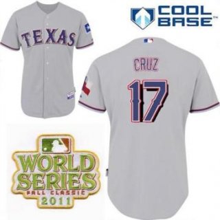 Texas Rangers 17 Nelson Cruz Grey 2011 World Series Fall Classic MLB Jerseys