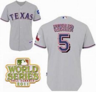 Texas Rangers 5 Ian Kinsler Grey 2011 World Series Fall Classic MLB Jerseys