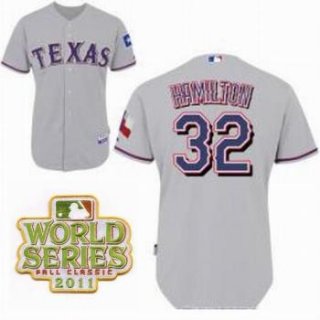 Texas Rangers 32 Josh Hamilton Grey 2011 World Series Fall Classic MLB Jerseys