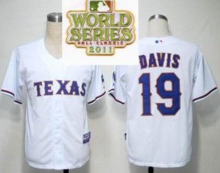 Texas Rangers 19 Chris Davis White 2011 World Series Fall Classic MLB Jerseys