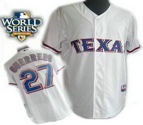 Texas Rangers 27 Vladimir Guerrero Home 2010 World Series Patch white