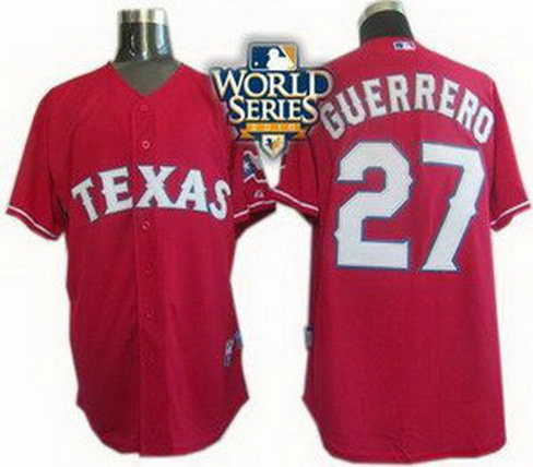 Texas Rangers 27 Vladimir Guerrero 2010 World Series Patch Jersey red