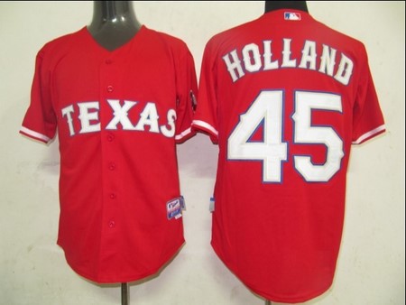 MLB Jerseys Texas Rangers 45 Holland Red