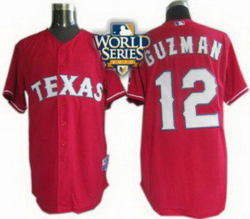 Texas Rangers 12 Cristian Guzman 2010 World Series Patch Jersey RED