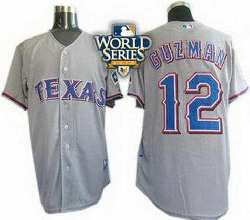Texas Rangers 12 Cristian Guzman 2010 World Series Patch Jersey Gray