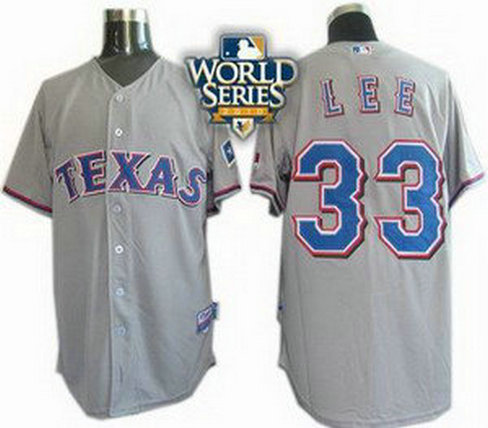 Texas Rangers 33 Cliff Lee Jersey 2010W Series Patch Jersey gray