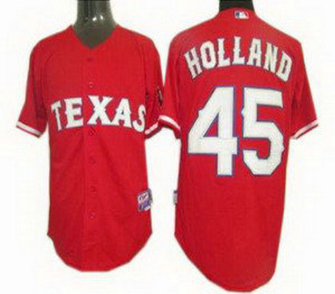 Texas Rangers 45 Derek Holland Jersey red