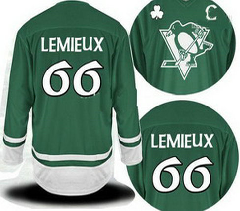 2011 St Pattys Day Pittsburgh Penguins 66 Mario Lemieux Green Jersey