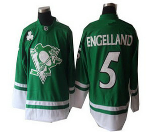 2011 St Pattys Day Pittsburgh Penguins 5 Deryk Engelland green Hockey Jerseys