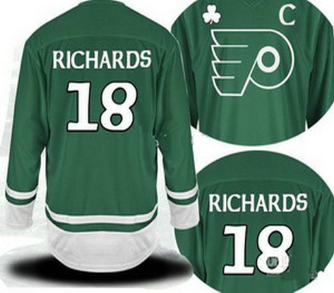 2011 St Pattys Day Philadelphia Flyers 18 Mike Richards C Patch Green Jersey