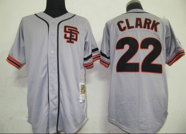 MLB Jerseys San Francisco Giants 22 Clark Grey M&N