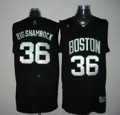Boston Celtics 36 Shaquille O'Neal Big Shamrock black Fashion Jersey