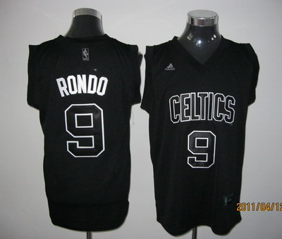 Boston Celtics 9 Rajon Rondo black white name Jersey