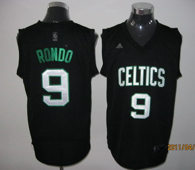 Boston Celtics 9 Rajon Rondo black Green name Jersey