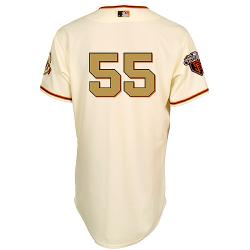 MLB Giants 55# Tim Lincecum cream gold words Jerseys