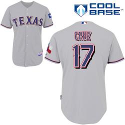 MLB Texas Rangers 17# Nelson Cruz Grey cool base jerseys
