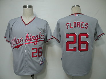 mlb Washington Nationals #26 Flores Grey[Cool Base]