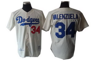 Los-Angeles-Dodgers-34-Fernando-valenzuela-Cream-Jerseys-throwback