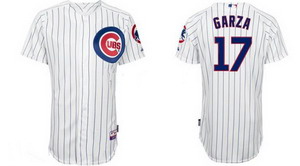 Chicago Cubs 17 Matt Garza White (blue stripe) Jerseys