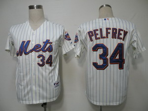 New York Mets 34 Pelfrey White Jerseys