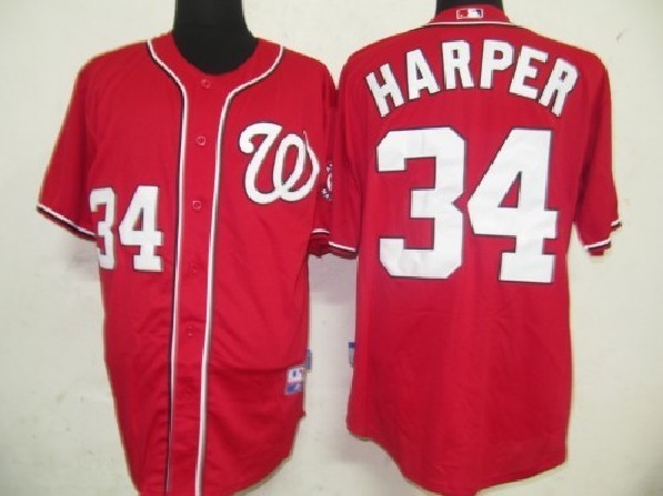 MLB Washington Nationals 34# Harper Red Jerseys