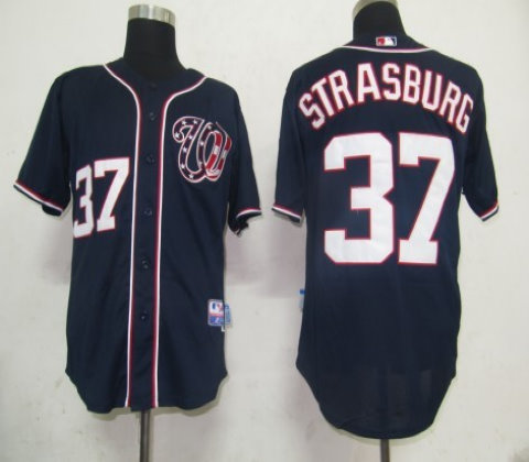 Washington Nationals 37 Strasburg Jerseys Blue 2011 NEW