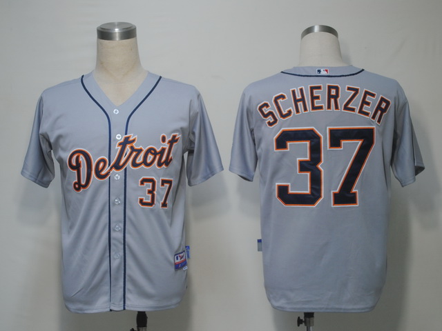 Detroit Tigers 37 Scherzer Grey Jerseys