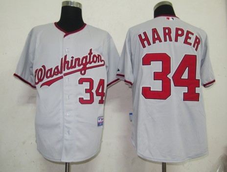 MLB Washington Nationals 34# Harper Grey Jerseys