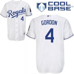 MLB Kansas City Royals white 4# Gordon cool base jerseys