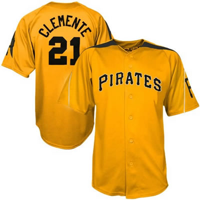 Pittsburgh Pirates #21 Roberto Clemente Gold Jersey