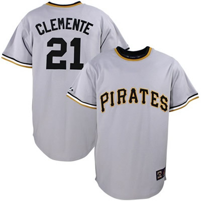 Pittsburgh Pirates #21 Roberto Clemente Grey Jersey