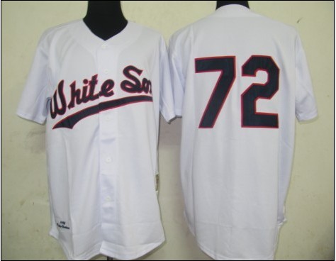 MLB Chicago White Sox 72# Fisk White Jerseys M&N