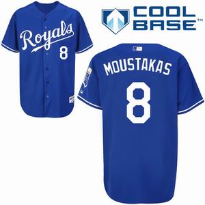 Kansas City Royals 8 MOUSTAKAS D.K BLUE COOL BASE JERSEYS