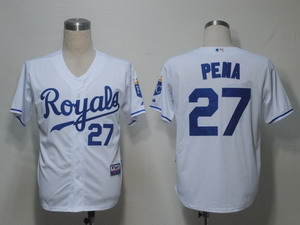 MLB Jerseys Kansas City Royals 27 Pena White Cool Base