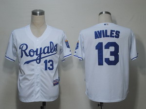 MLB Jerseys Kansas City Royals 13 Aviles White Cool Base