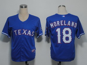 MLB Jerseys Texas Rangers 18 Moreland Blue Cool Base