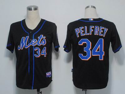 New York Mets 34 Pelfrey Black Cool Base