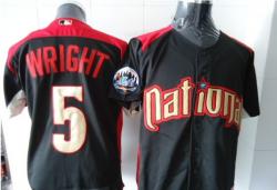 MLB New York Mets 5# Wright 2011 All-star BP Black Jerseys