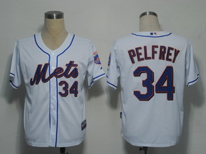 New York Mets 34 Pelfrey White Cool Base Jerseys