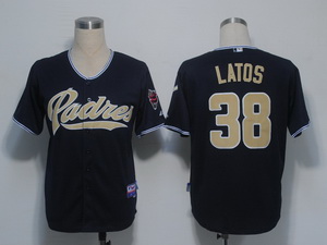 San Diego Padres 38 Latos Dark Blue Cool Base Jerseys
