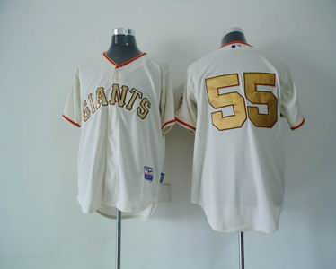 San Francisco Giants Authentic 55 Tim Lincecum Home cream gold number jersey
