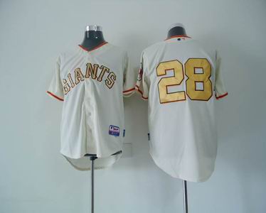 San Francisco Giants 28 Buster Posey cream gold number Jersey